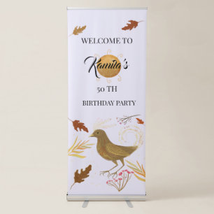 Personalised 50 th birthday elegant bird retractable banner
