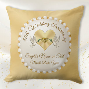 Personalised, 50 years Married Gift, Anniversary Cushion