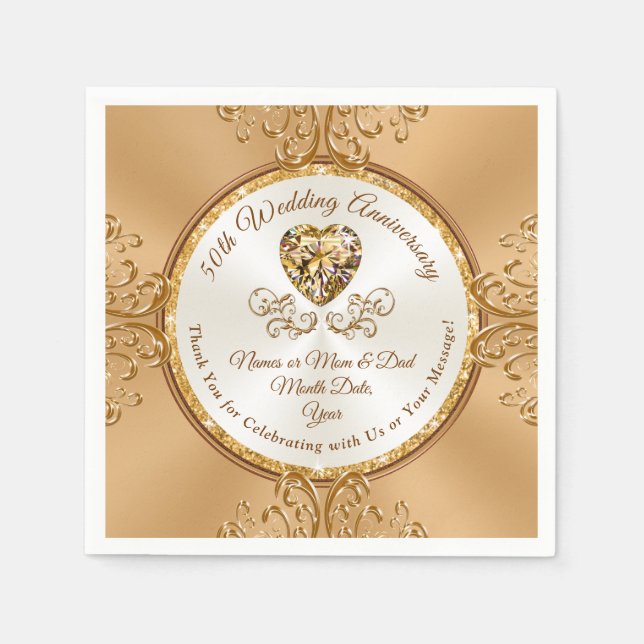 Personalised 50th Anniversary Cocktail Napkins (Front)