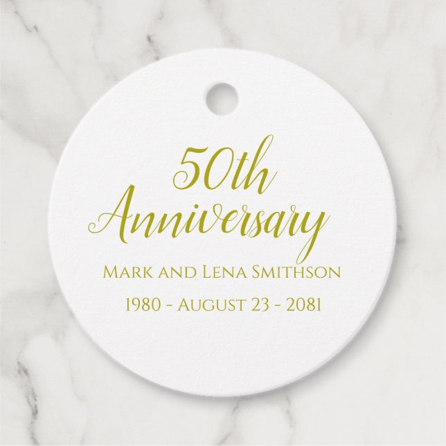 Personalised 50th Anniversary Favour Tags (Front)