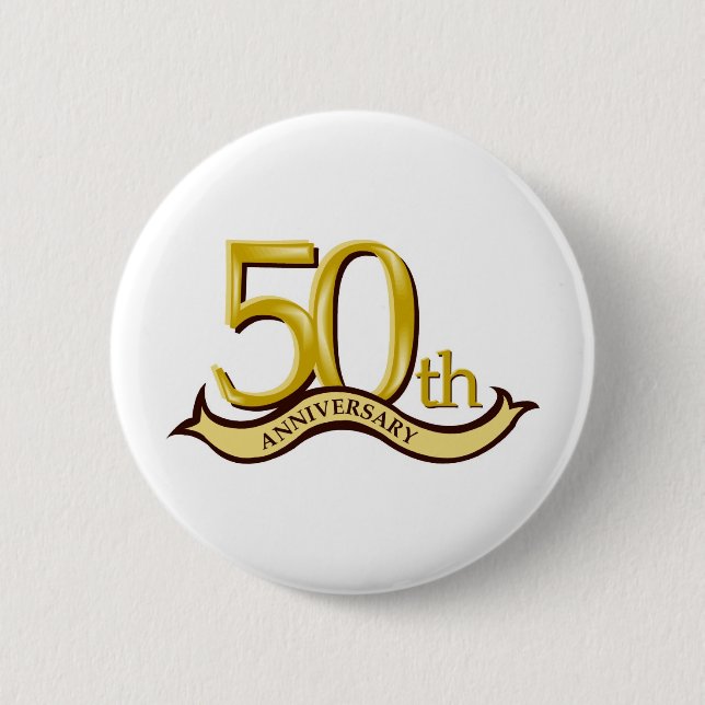 Personalised 50th Anniversary Gift 6 Cm Round Badge (Front)