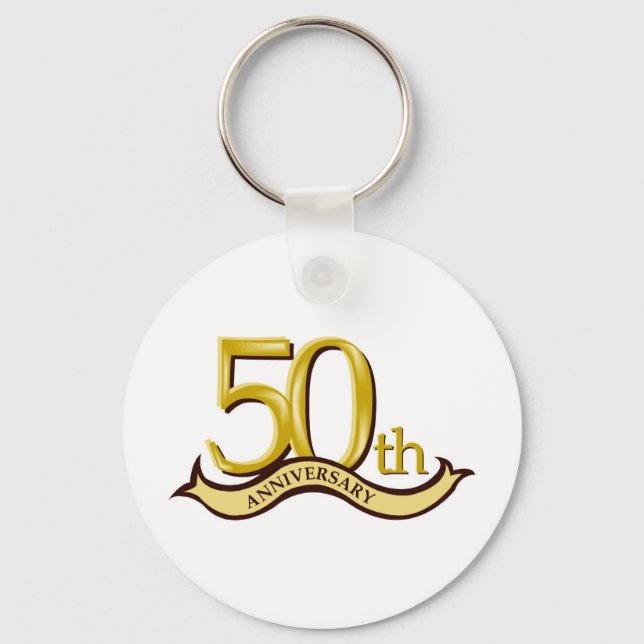 Personalised 50th Anniversary Gift Key Ring (Front)
