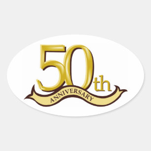 Personalised 50th Anniversary Gift Oval Sticker