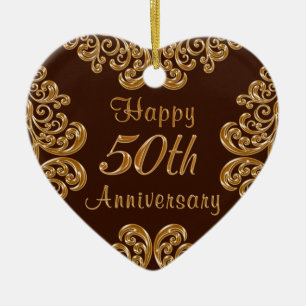 Personalised 50th Anniversary Gifts for Couples Ceramic Tree Decoration