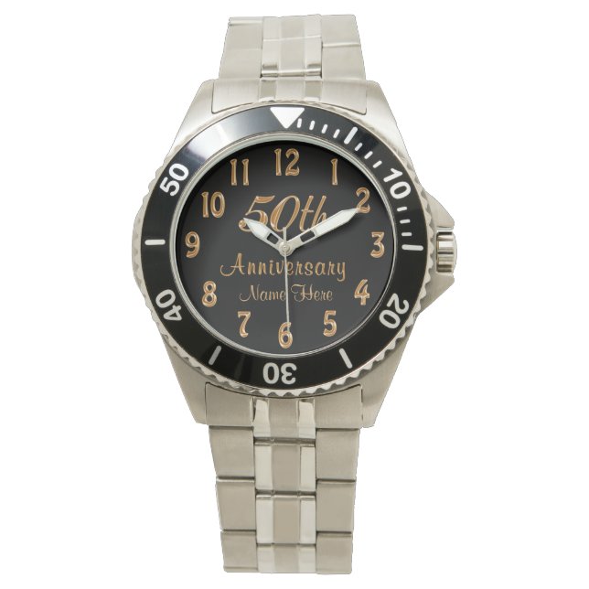 Personalised 50th Anniversary Gifts for Him or Her Watch (Front)
