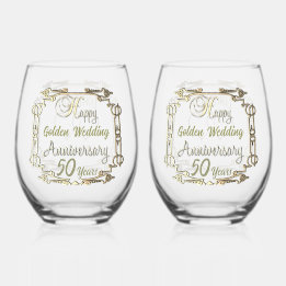 Personalised 50th Anniversary Glass Wine Tumblers