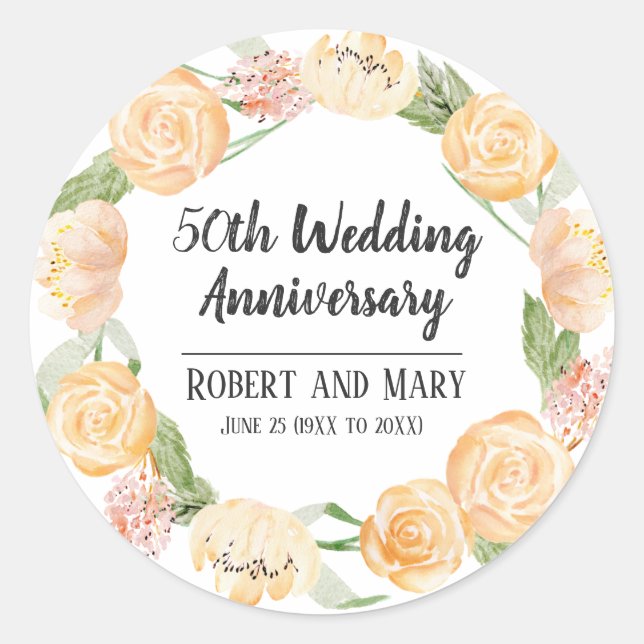 Personalised 50th Anniversary Party Favour Seal (Front)