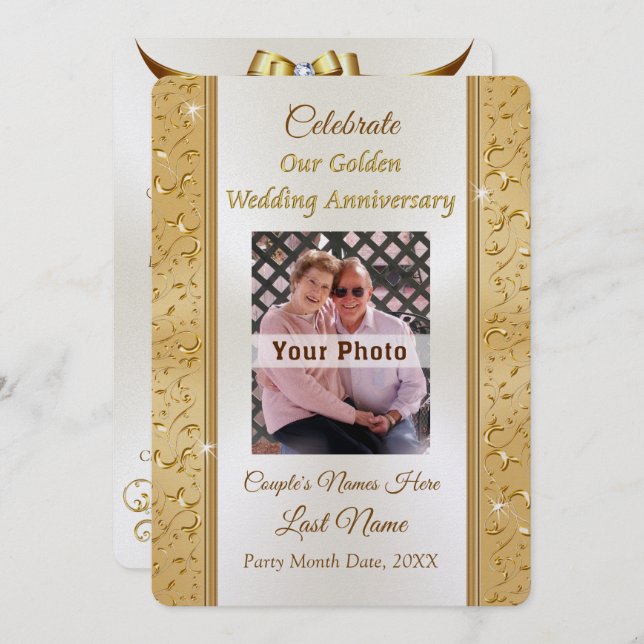 Personalised 50th Anniversary Photo Invitations (Front/Back)