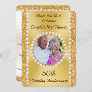 Personalised, 50th Anniversary PHOTO Invitations