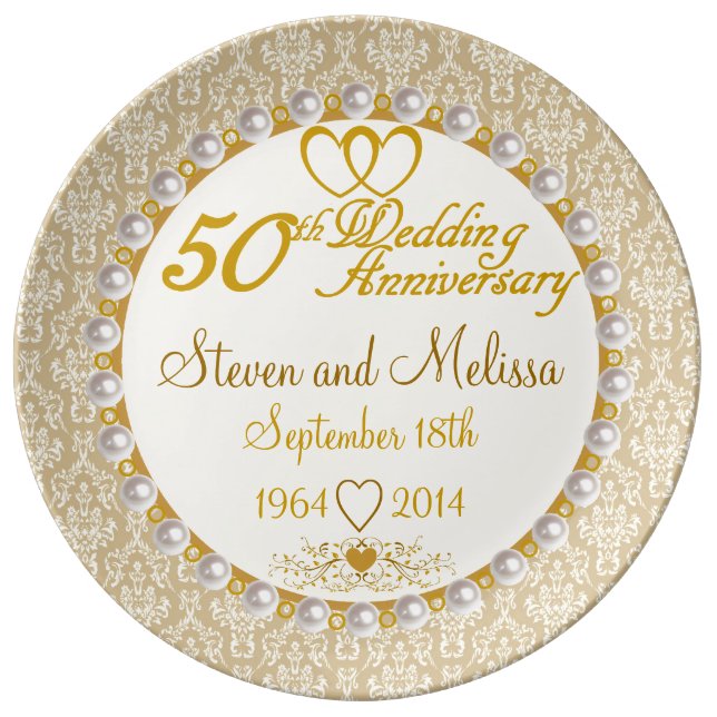 Personalised 50th Anniversary Porcelain Plate (Front)