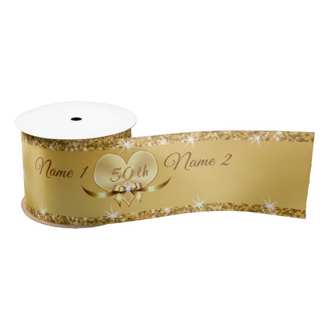 Personalised 50th Anniversary Ribbon or Any Year Satin Ribbon (Spool)