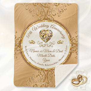 Personalised, 50th Anniversary Throw Blanket
