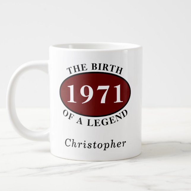 Personalised 50th Birthday 1971 Birth Of A Legend  Large Coffee Mug (Left)