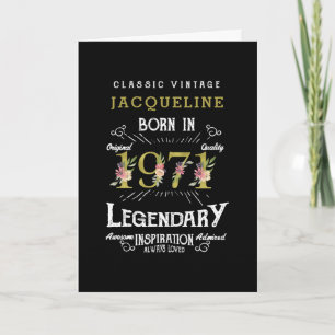 Personalised 50th Birthday 1971 Retro Gold Floral Card