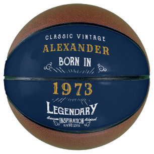 Personalised 50th Birthday 1973 Monogram Legendary Basketball