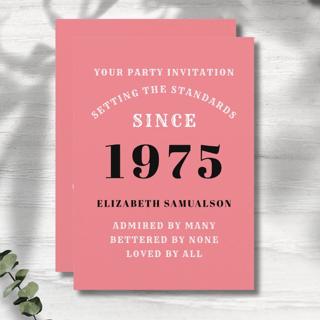 Personalised 50th Birthday Add Your Name Pink Invitation (Personalized 50th birthday pink party invitation.)