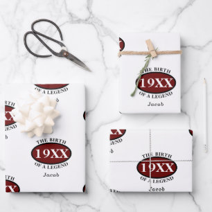 Personalised 50th Birthday Birth Of A Legend Retro Wrapping Paper Sheet