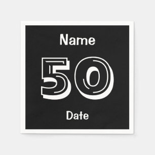 Personalised 50th Birthday Black Party Napkins