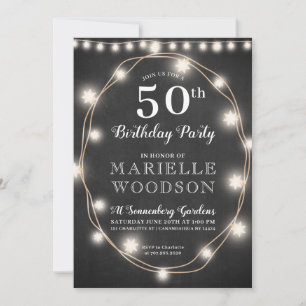 Personalised 50th Birthday Black White  Invitation