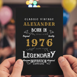 Personalised 50th Birthday Born 1971 Vintage Black Card