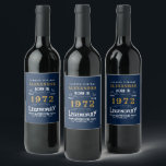 Personalised 50th Birthday Born 1972 Vintage Blue Wine Label<br><div class="desc">A personalised classic wine bottle label design for that birthday celebration. More gifts and party supplies available with the "Legendary" design in the store.</div>