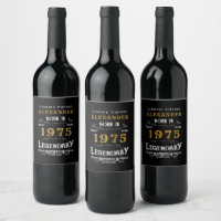 Personalised 50th Birthday Born 1975 Vintage Black