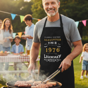 Personalised 50th Birthday Born 1976 Vintage Black Apron