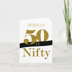 Personalised 50th Birthday Card in Gold Glitter