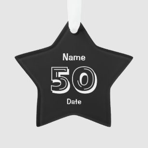 Personalised 50th Birthday Gag Gift Black White Ornament