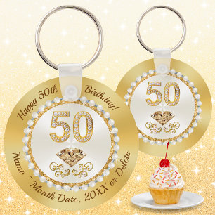 Personalised, 50th Birthday Giveaway Ideas, 50th Key Ring