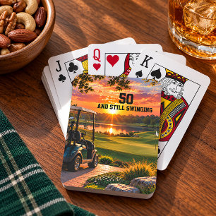 Personalised 50th Birthday Golf Party Golf Cart Playing Cards