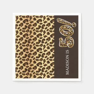 Personalised 50th Birthday Leopard Foil Balloon Napkin
