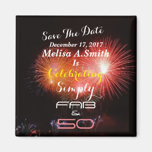 Personalised 50th Birthday Name & Date - Magnet