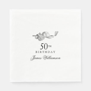 Personalised 50th Birthday Party Golf Theme Napkin