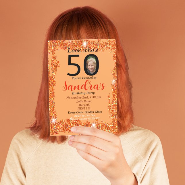 Personalised 50th birthday party invitation glamou (Creator Uploaded)