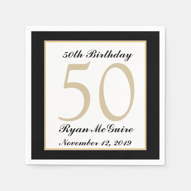 Personalised 50th Birthday Party Napkins (Front)