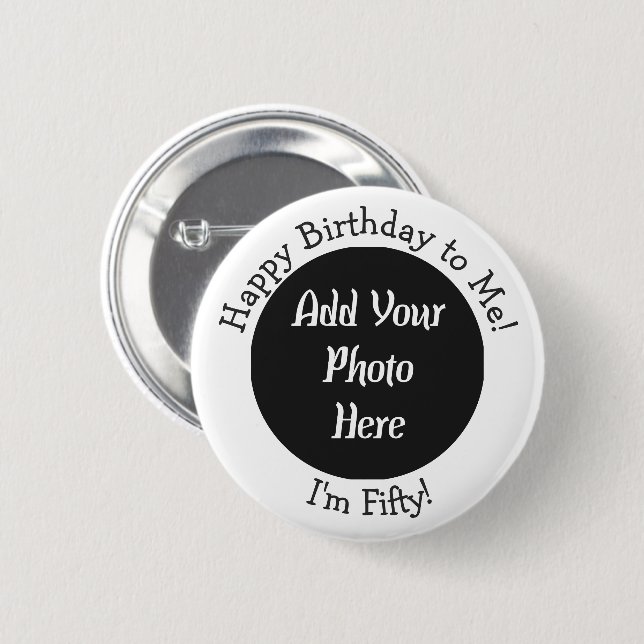 Personalised 50th Birthday Photo Button (Front & Back)