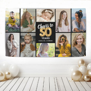 Personalised 50th Birthday Photo Collage Banner