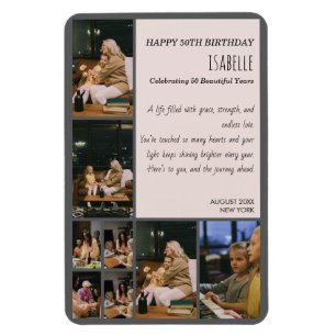 Personalised 50th Birthday Photo Collage Flexible Magnet