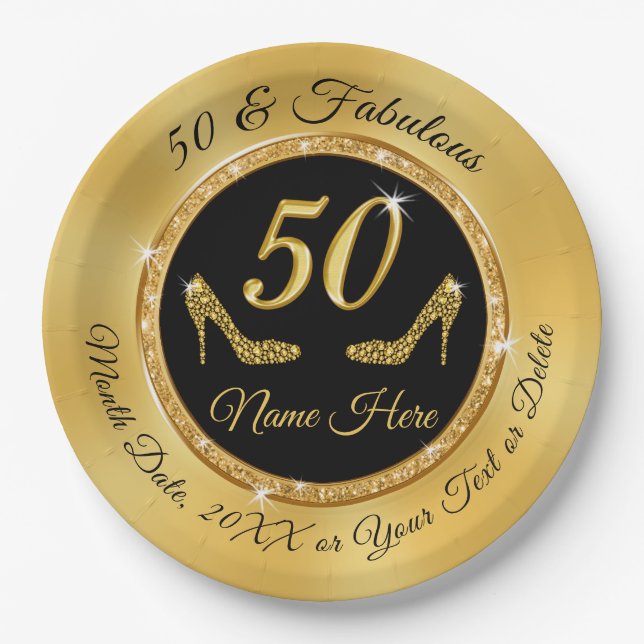 Personalised 50th Birthday Plates for Her (Front)
