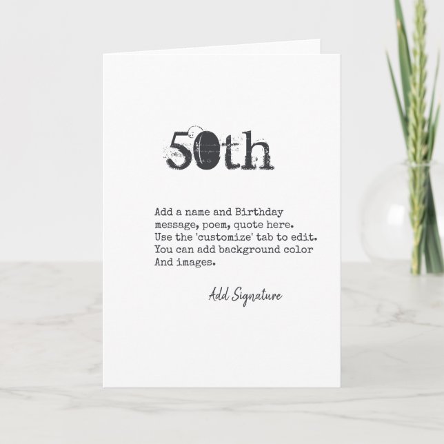 Personalised 50th Birthday Poem, Quote, Saying Card (Front)