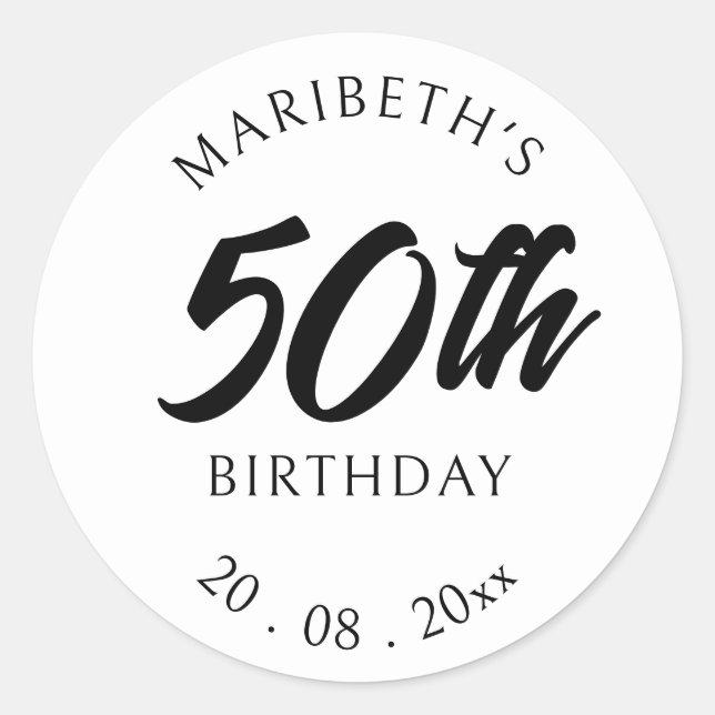 Personalised 50th Birthday Sticker (Front)