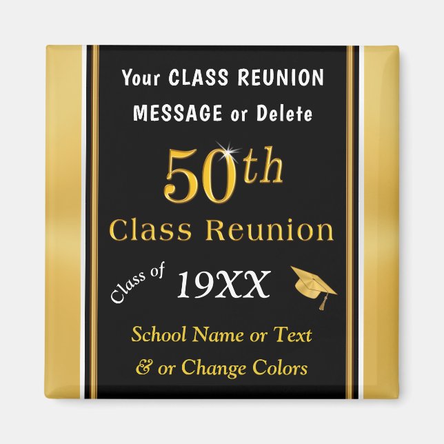 Personalised 50th Cheap Class Reunion Souvenirs Magnet (Front)