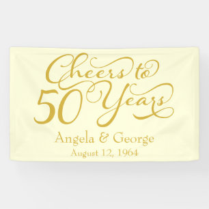 Personalised 50th Gold Ivory Wedding Anniversary Banner