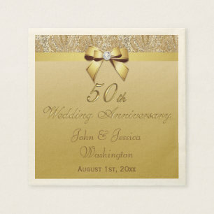 Personalised 50th Gold Wedding Anniversary Napkin