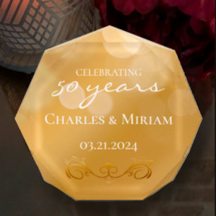 Personalised 50th Golden Anniversary Keepsake Gift Photo Block