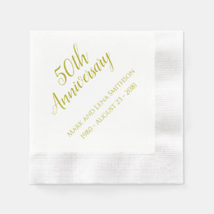 Personalised 50th Golden Anniversary Napkins