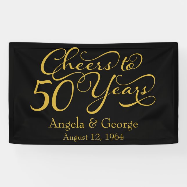 Personalised 50th Golden Wedding Anniversary Banner (Horizontal)