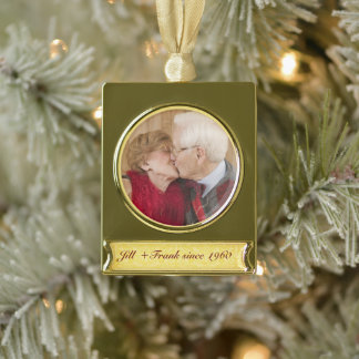 Personalised 50th Golden Wedding Anniversary Gold Plated Banner Ornament