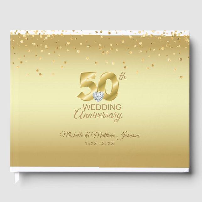 Personalised 50th Golden Wedding Anniversary Guest Book (Front)